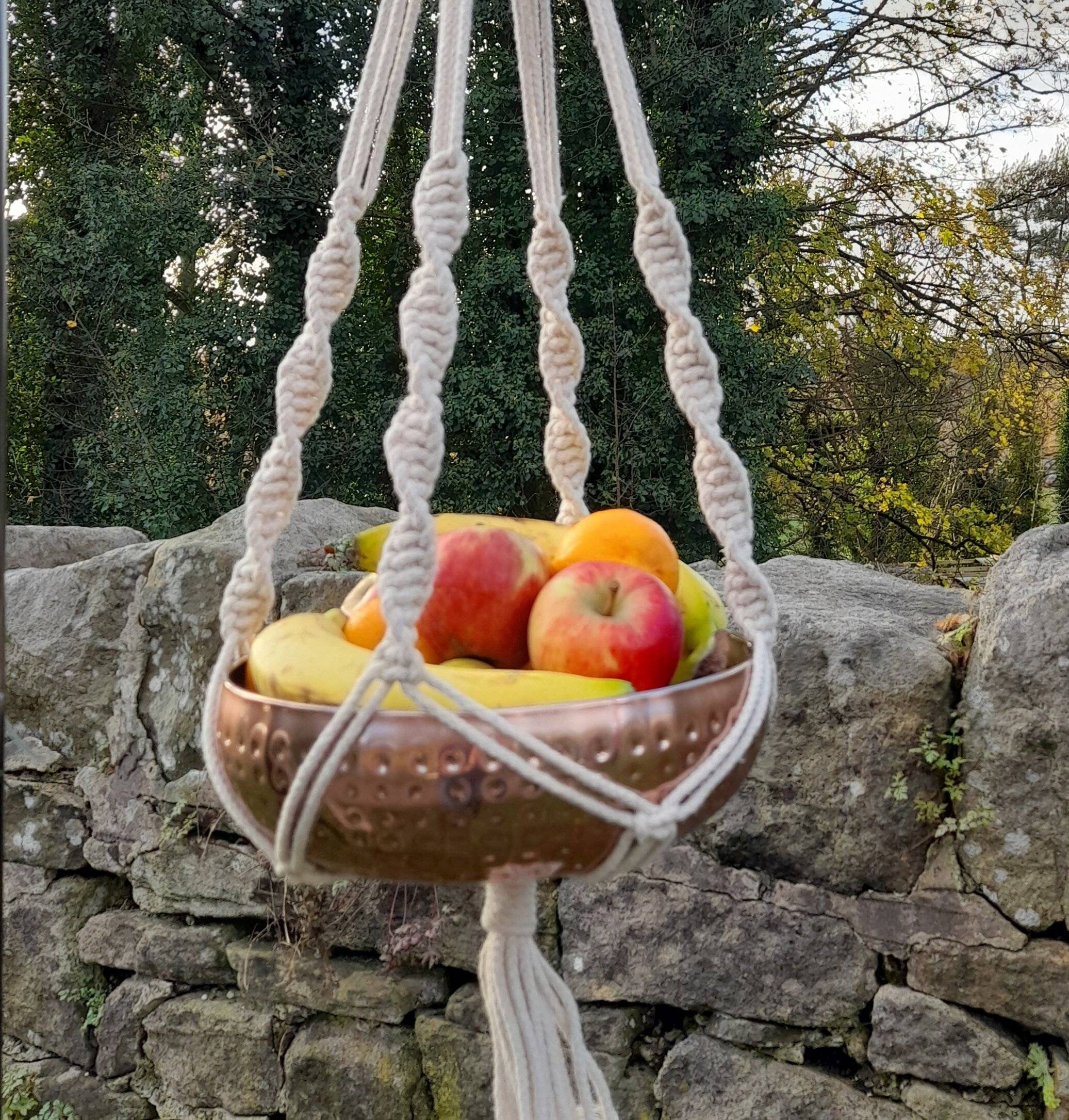 Soporte de tazón de frutas Macrame con tazón de fruta efecto | Etsy