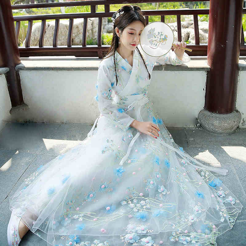 Fairy Woman White Ruqun Dress Hanfu Han Chinese Clothing Cosplay Costume 