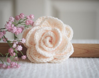 Large Crochet Rose Hair Tie for Ponytail, Half-Up Ponytail, or Messy Bun. Handmade Hair Accessories, Perfect Gift for Her!