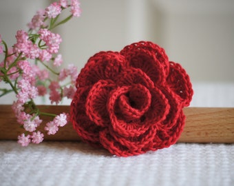 Blooming Beauty - Large Crochet Rose Hair Tie for Ponytail, Half-Up Ponytail, or Messy Bun. Perfect Gift For Her.