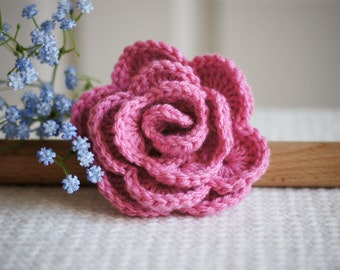 Handmade Large Crochet Rose Hair Tie for Ponytail, Half-Up Ponytail, or Messy Bun. Perfect Spring Gift For Her, a Bloomy Beauty.