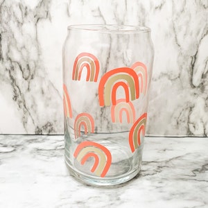 Iced Coffee Glass | Rainbow Iced Coffee Glass | Rainbow Beer Can Glass | Iced Coffee Glass | Beer Can Glass