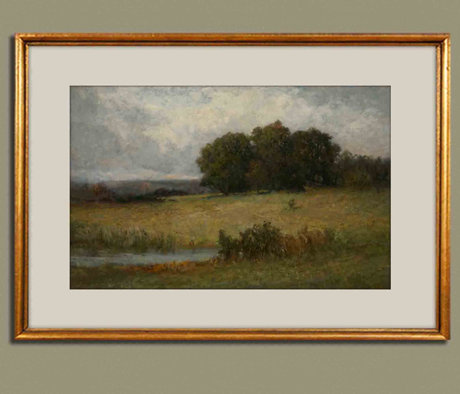Grassland Oil Painting Landscape Trees Vintage Landscape Etsy