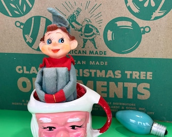 Vintage 50s 60s Pixie Elf, Pixie Knee Hugger, Vintage Pixie Elf, Mid-Century Japan Christmas Ornaments