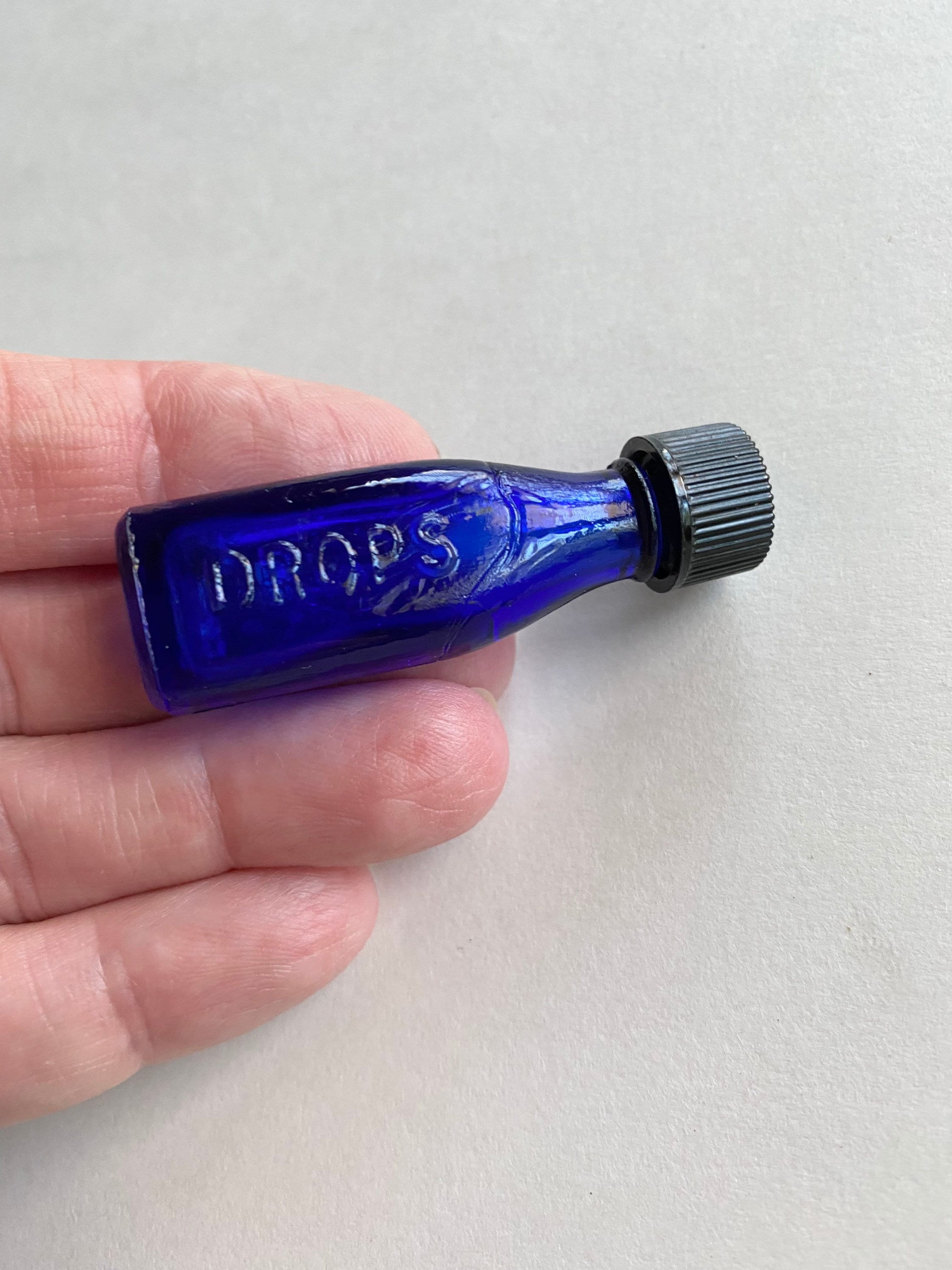 1930s Vicks Drops Drugstore Sample Bottle, Cobalt Blue