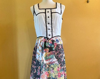 60s-70s Sassy Lassy Floral Maxi Dress, XS Flower Power, Prairie Cottage, MidCentury Dresses, Vintage Wedding, Retro/Boho Summer Dress