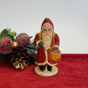 Vintage 1998 #342 Vaillancourt Folk Art Chalkware Father Christmas, Old World Santa Claus, Belsnickel, German Santa Claus, Saint Nick