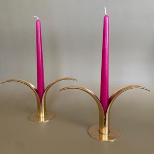 60s Ivar Ahlenius Bjork Ystad Metall Lijan Style Brass Candleholders, Swedish Brass Lily Candle Holders, Minimalist Decor, Swedish Design