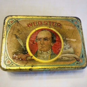 Antique Vintage Webster Cigar Co.  Tobacco Tin, Tobacco Collector, Advertising, Fathers Day Gift, Display