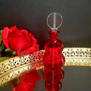 Rare, Crystal Perfume Bottle, Baccarat, Red Art Glass, Baccarat Rouge Glass, Vintage Baccarat, Collectible Perfume Bottles