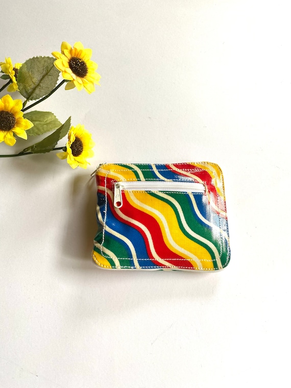 1970s Retro Vinyl Coin Purse Bag, Psychedelic Purs