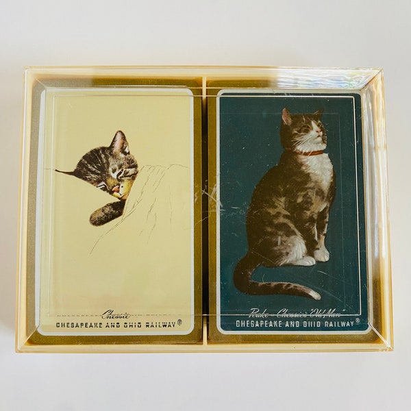 Vintage Chesapeake and Ohio Railway Sleep Like a Kitten Playing Cards/Double Deck, Vintage Playing Cards, Chessie & Peak, *Read*