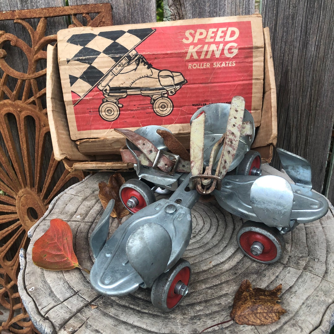 Vintage 1930s Speed King Roller Skates, Original Box, Antique Toys