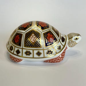 Royal Crown Derby Imari Turtle Paperweight, Crown Derby Figurines, Retired Royal Crown Derby, Collectible Paperweights