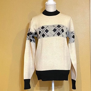 Vintage 1960s Alps Sportswear Wool Sweater/Large/Vintage Sweaters, Retro Sweaters, Virgin Wool Sweaters, Christmas/Ski Sweater