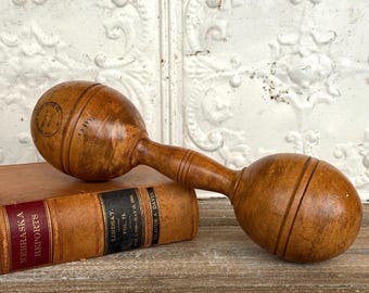 Antique Wooden Dumbbell: Oliver Johnson Sports Goods Co. - Gym Decor