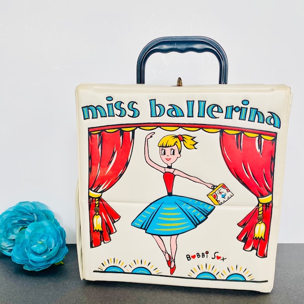 Rare/Vintage 1950s Miss Ballerina Bobbi Sox Lunch Box, Soxer, Vinyl Aladdin Industries School Lunch Box, Vintage Vinyl Doll Strage Case