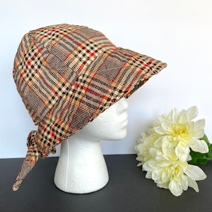 60s 70s Houndstooth Bucket Hat, XS, Handmade Hats, Plaid Hats, Fall Hats, Funky Hats, Groovy Hats, Fall Fashion Hats, Tweed Hats