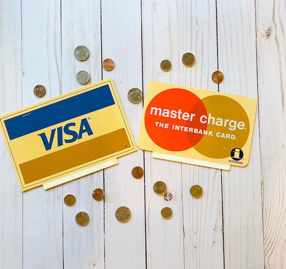 Vintage 1960s Master Charge & VISA Interbank Card Display - Etsy