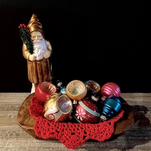 Lot of Eight Assorted/Vintage Glass Christmas Ornaments, Vintage Christmas Tree Decorations, Poland Ornaments, Shiny Brites, Germany