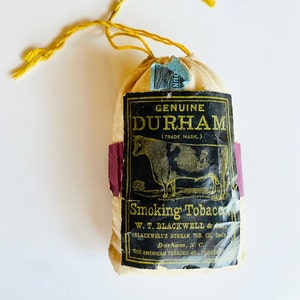 1926 Genuine Durham Smoking Tobacco, Collectible Tobacciana, Tobacco Pouch,  Marble Bag/sack, Gift for Dad -no Contents-