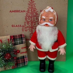 Vintage 50s-60s Santa Blow Mold, 9", Rubber Face Santa Claus, Santa Figural, Midcentury Holiday Decor