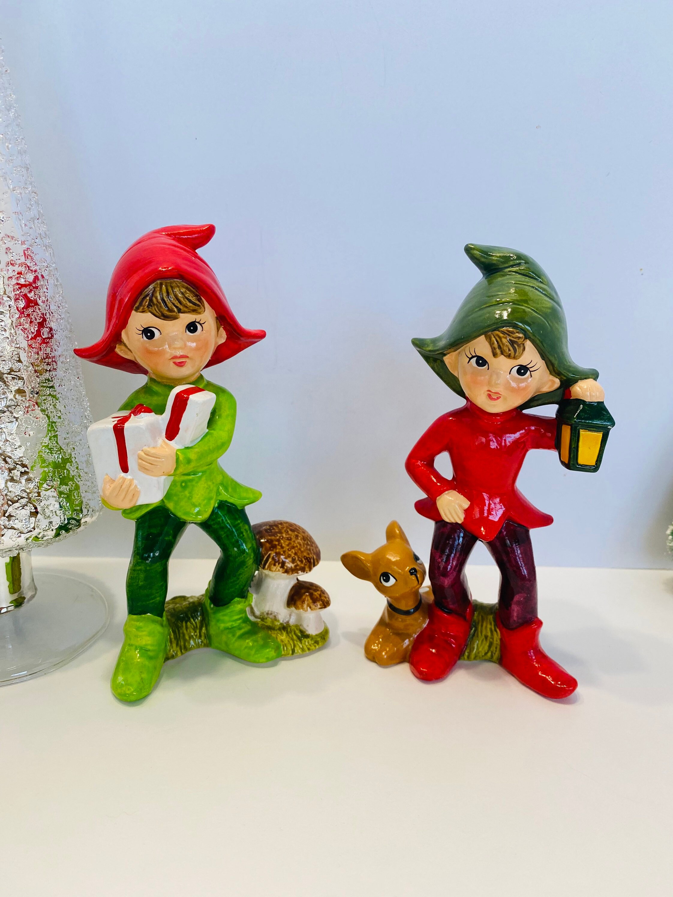 Homco Ceramic Pixie Elf Figurines/set/homco, 5215, 6 Tall Homco Ceramic Pixie Elf Figurines/set/homco, 5215, 6 Tall