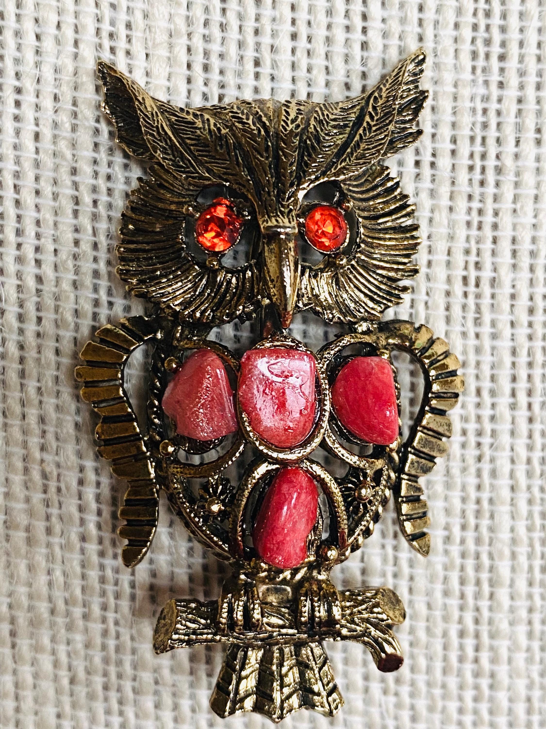 60s 70s Owl Brooch, White Owl Pin, Midcentury Brooches, Retro Chic, Lapel Pin, Hoot, Boho Chic