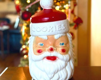 1970s Santa Blow Mold Cookie Jar, Empire, Nostalgic Christmas, Santa Claus Cookie Jar, Midcentury Christmas Decorations