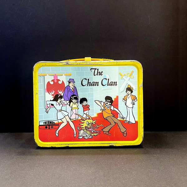 Rare Vintage 1970s, The Amazing Chan Clan Lunchbox w/ Thermos, Lunch Pail, 70s TV Cartoons, Collectible Lunchboxes, Retro Decor