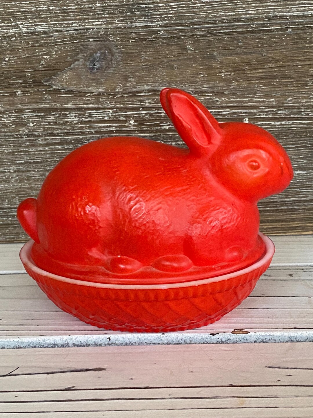 Rare/ Imperial Glass Bunny on a Basket, Milk Glass Rabbit on a Basket ...