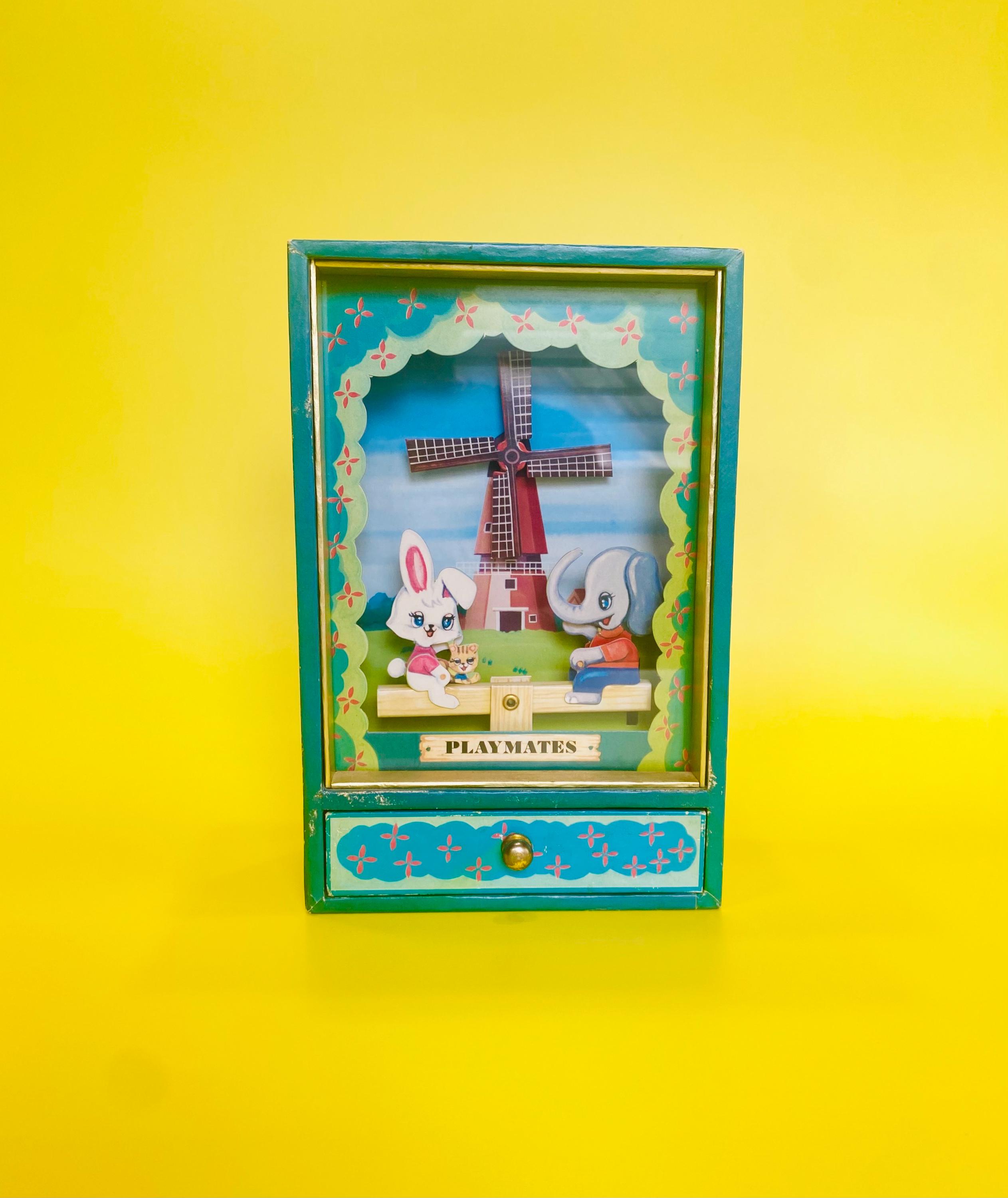 Vintage 80s Otagiri Music Jewelry Box: Rabbit & Elephant