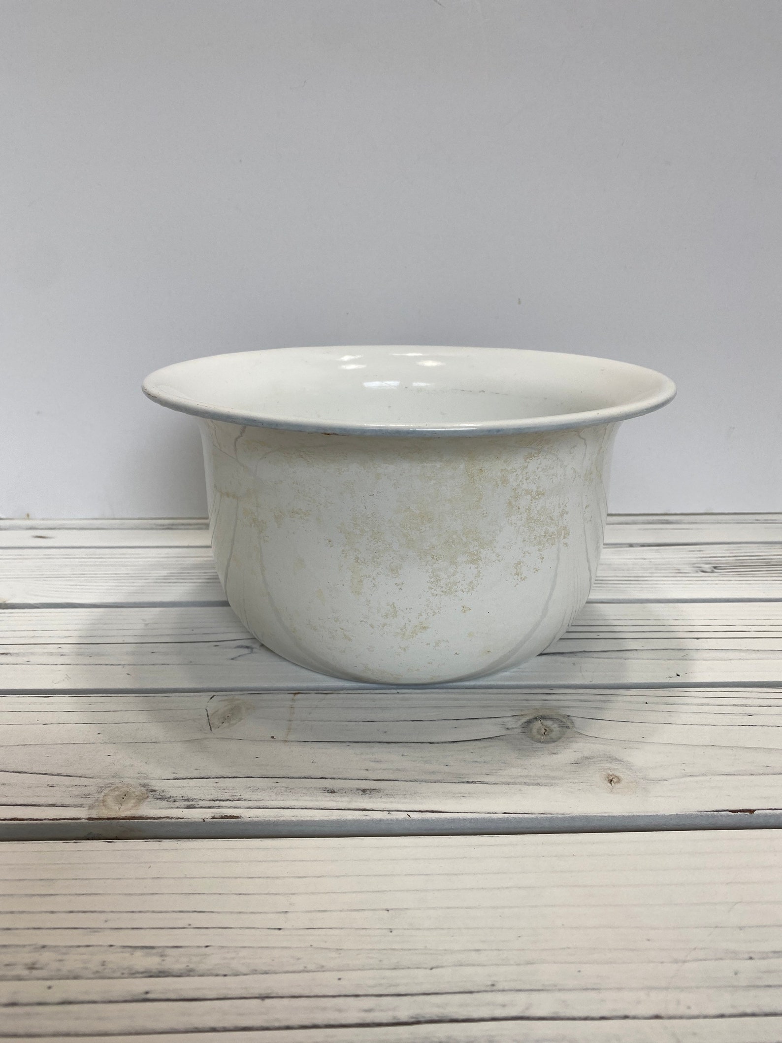 Vintage 1930s40s / White Enamelware Chamber Pot Rustic Etsy