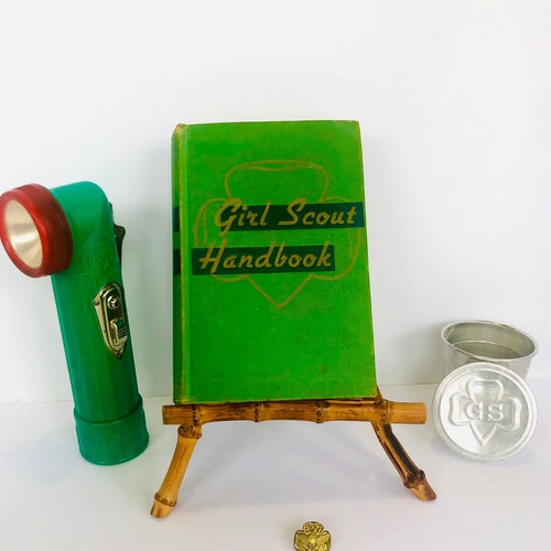 Vintage 1940s-60's, Girl Scouts Lapel/Hat Pin, Girl Scouts Flashlight, Girl Scouts shops Handbook, Girl Scouts Collapsible Cup, GS Gift