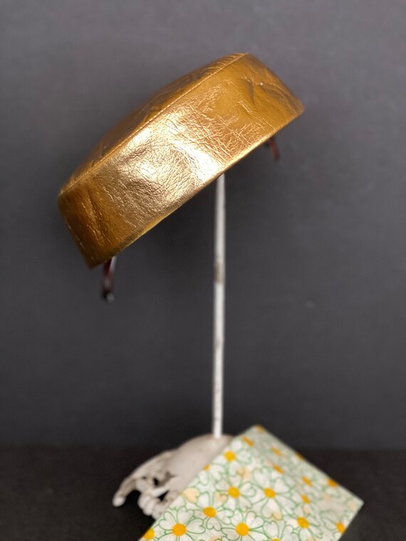 1960s Gold Lamer Pillbox Hat, Jackie O Hats, Midcentu… Gem