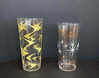Two Atomic 1950s 60s Highball Glasses, Midcentury Barware