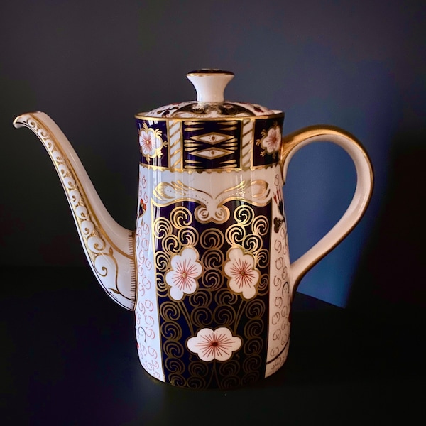 Royal Crown Derby Traditional Imari Pattern # 2451 Porcelain Bone China Coffee Pot and Lid, Made in England