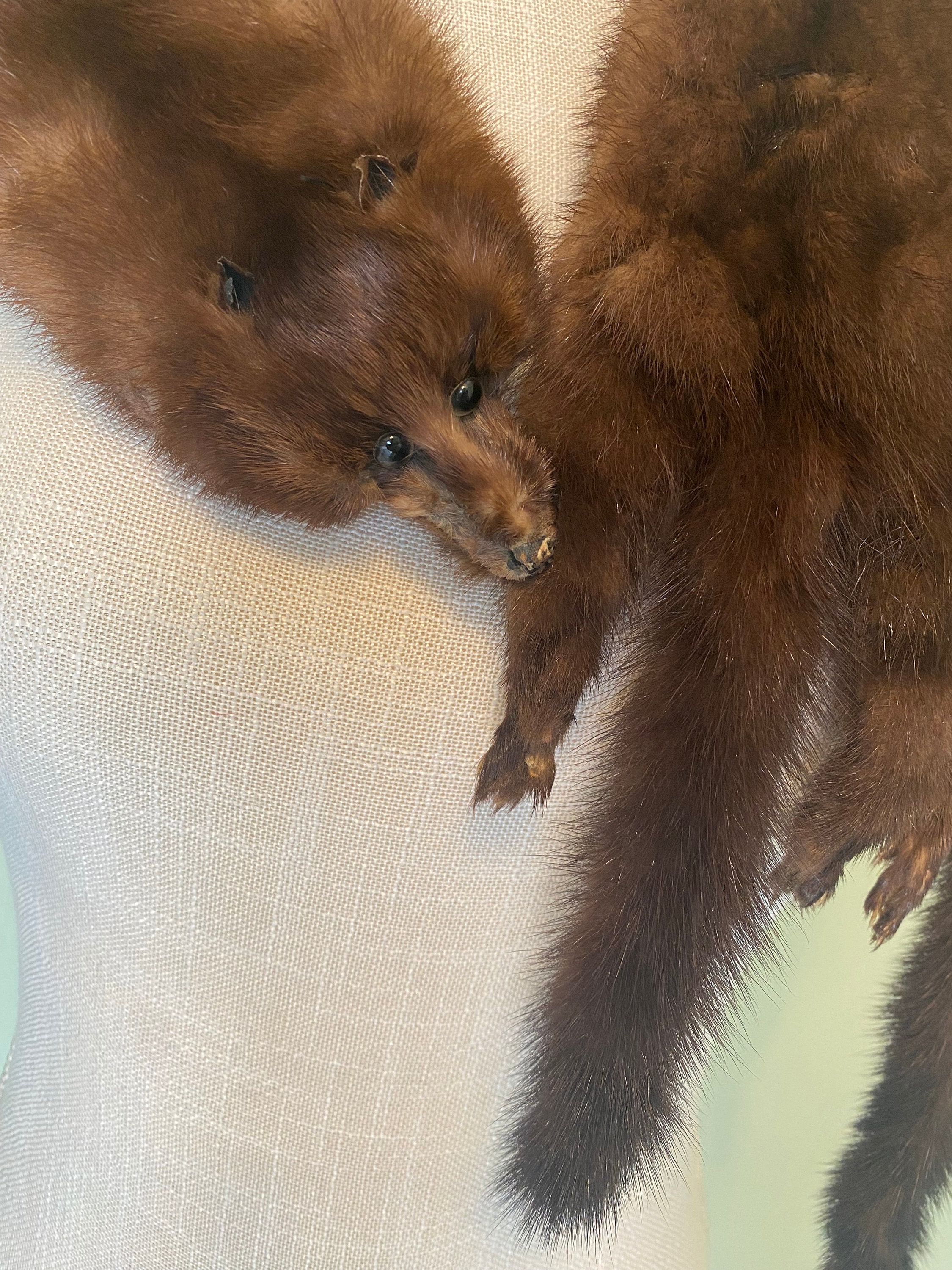Vintage Mink Fur Stole, Stole Wrap, 1930s-40s Hollywood Glamour