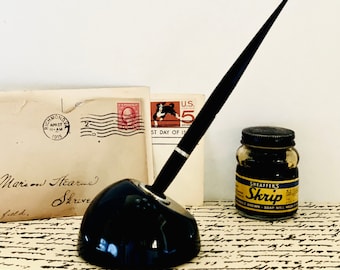 Vintage Esterbrook Fountain Pen with Ceramic Desktop Holder
