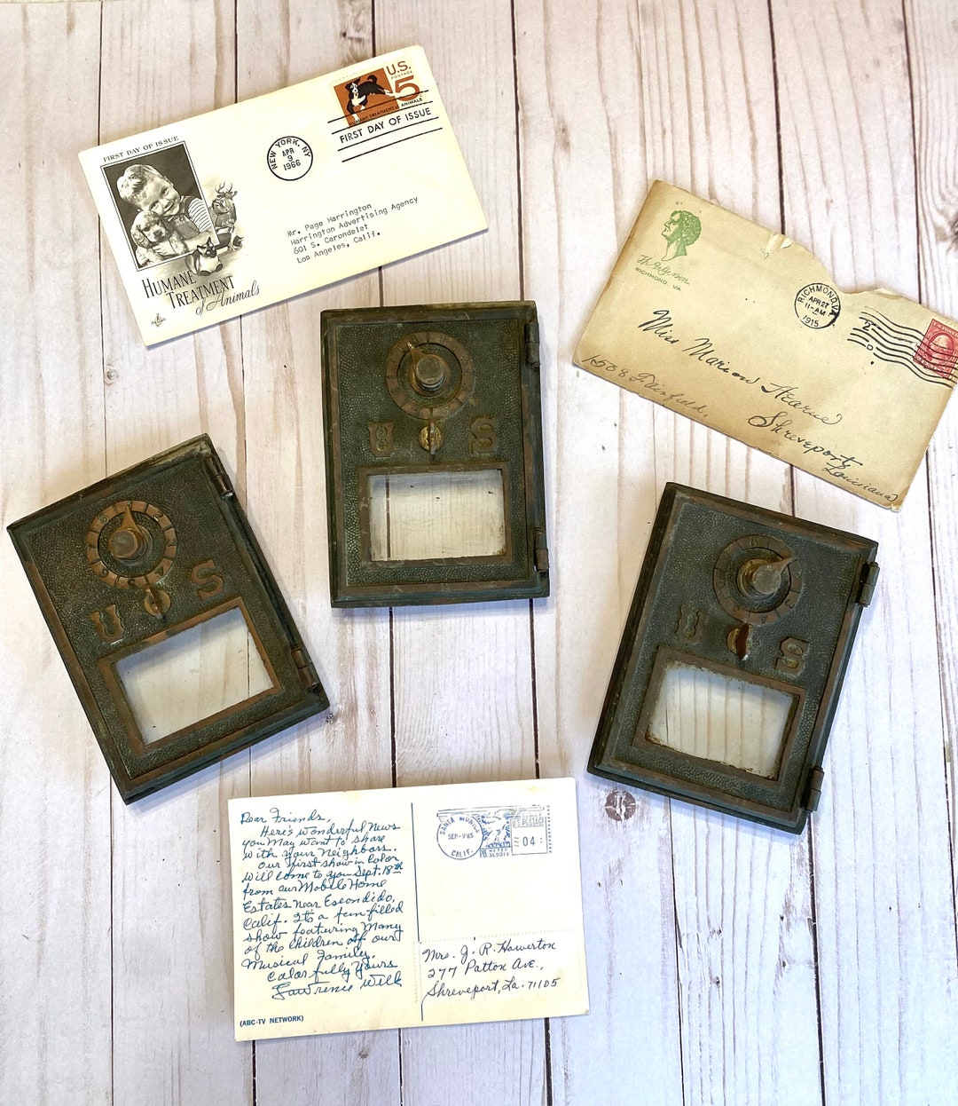 Antique Post Office Box Door, Glass and Frame, US Post Office P.O. Door