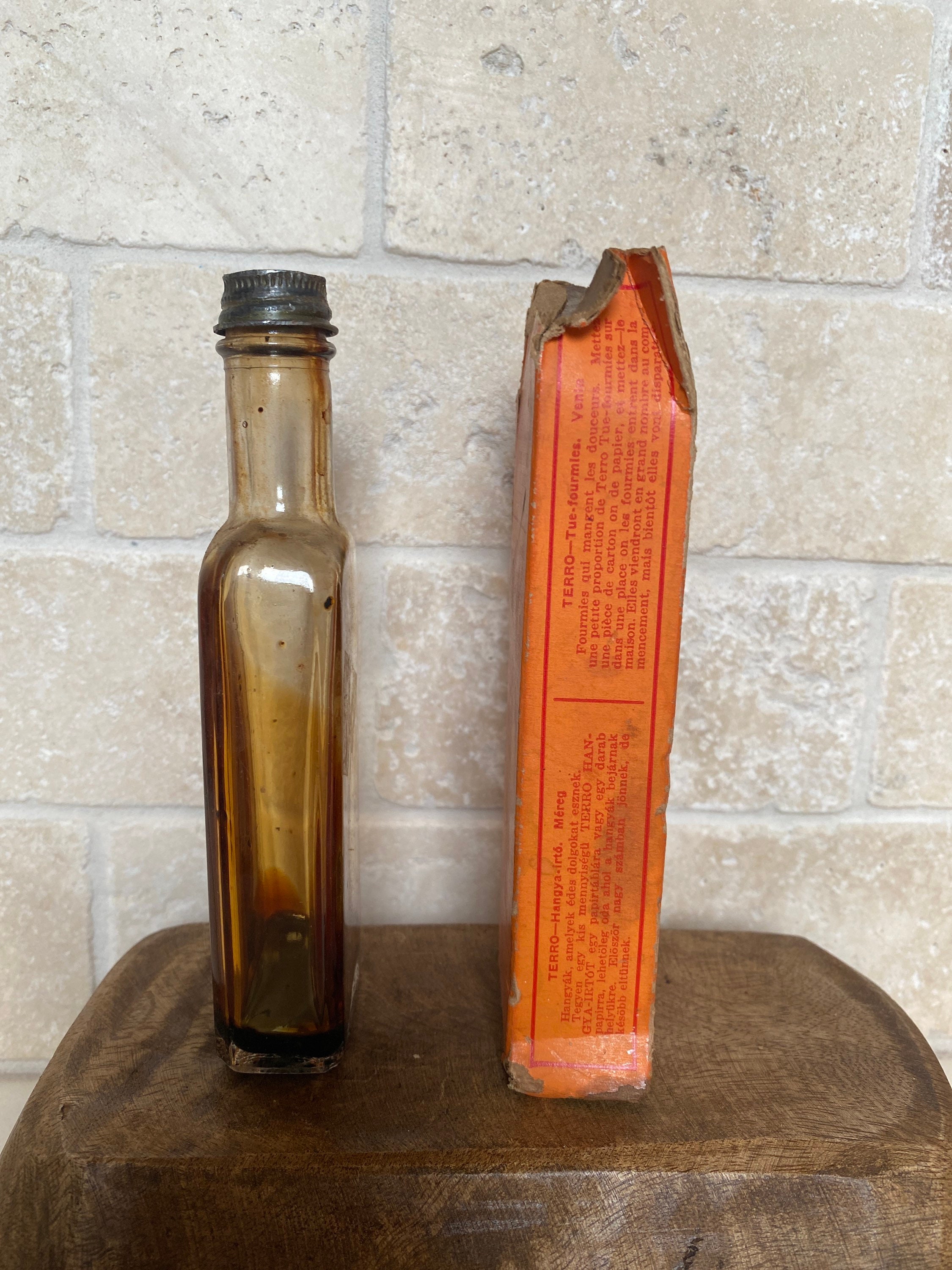 Antique 1915/terro Ant Killer, Antique Poison Glass Bottle/box, No