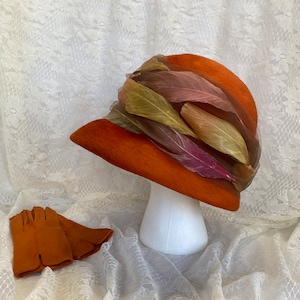 Authentic 1960s Christian Dior Chapeaux Wool Feathered Hat, S-M, Paris - New York, Dior Hats, Midcentury Hats, Bucket Hats