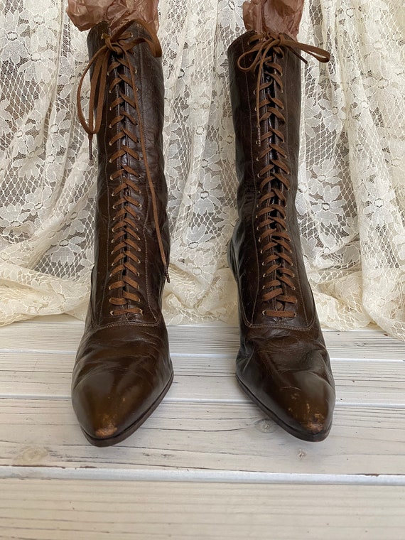 Antique Victorian Leather Boots, Edwardian Boots,… - image 5