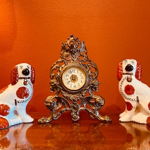 Antique Victorian Westclox Cherub Mantel Clock, Mantel Clocks, Art Nouveau, Angels/Putto/Putti Cherubs/Griffin, Neoclassic Style Clock
