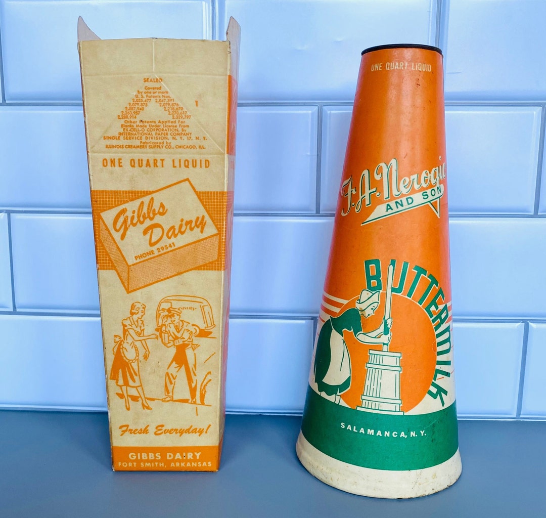 Two/vintage 1940s50s Dairy Milk Cartons, NOS, Gibbs Dairy, Fort Smith