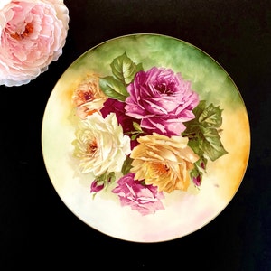 Vintage Rose Pattern Porcelain China Plate, Floral Plates, Cabinet Wall Plates, Decorative Plates, Display Plates, Hanging Plates