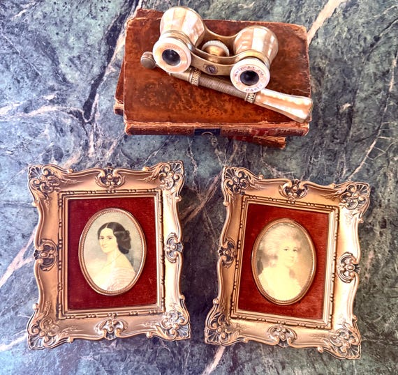 Set 2/Vintage Ornate Victorian Style Framed Lady Prints, Romantic Decor, Gallery Wall Framed Art, Curio Photo Frames, Gallery Wall