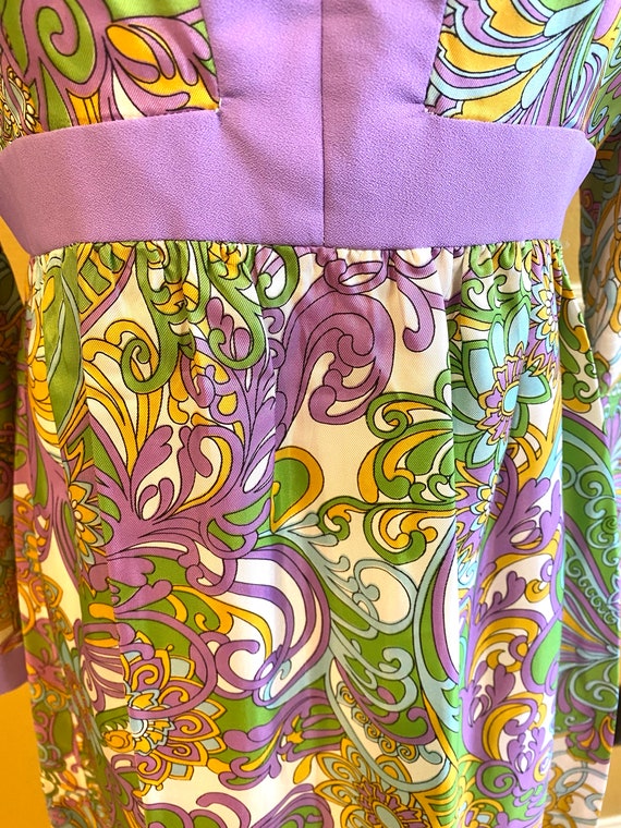 70s Psychedelic Maxi Dress /XS/ Retro Party, Funk… - image 7