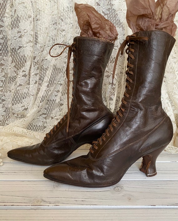 Antique Victorian Leather Boots, Edwardian Boots,… - image 2