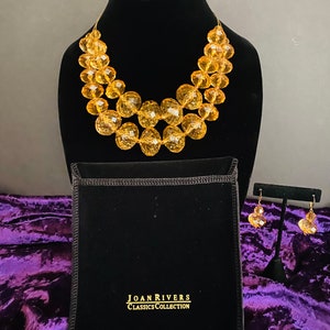 Joan Rivers Classics Collection Graduated Faux Topaz Double Strand Beaded Necklace Set, Designer Necklaces